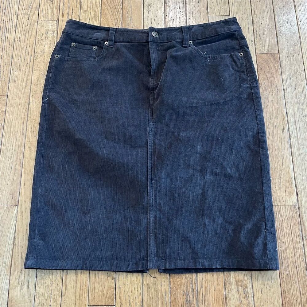 Garnet Hill Women's Corduroy Skirt Size 14 Brown Knee Length Casual